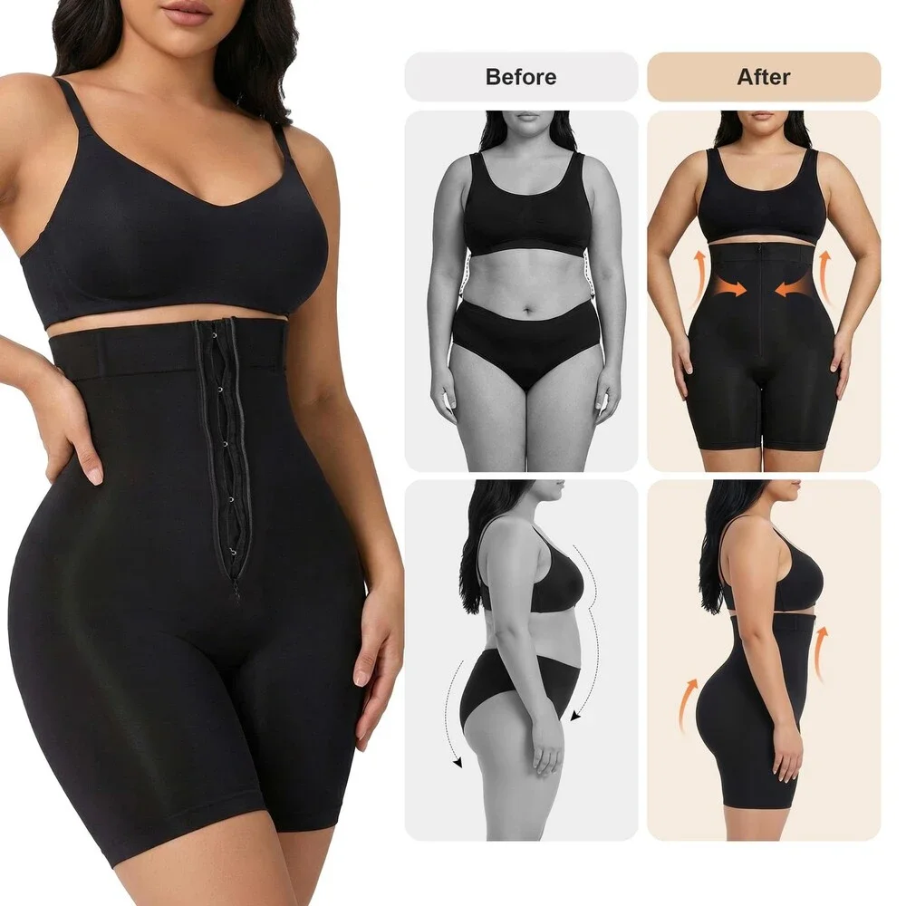 SHAPERX Women's High-waisted Tummy Control Shapewear Seamless Zip-up Easy-on L